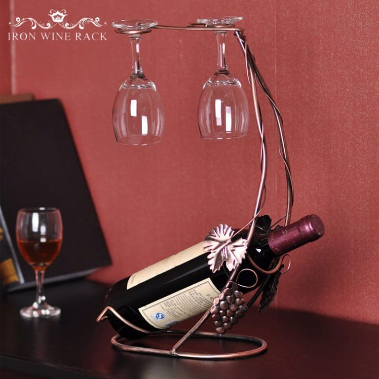 Metal Wine and Glass Holder - Vine Pattern