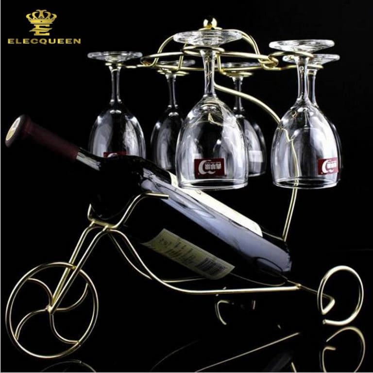 Metal Bicycle Wine Bottle and 4 Glass Holder