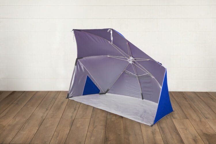 Brolly Beach Umbrella Tent provides an outdoor pop up sun shelter paradise